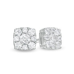 1/4 CT. T.W. Multi-Diamond Cushion Frame Stud Earrings in 10K White Gold