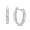 Thumbnail Image 1 of 1/4 CT. T.W. Diamond Oval Hoop Earrings in 10K White Gold