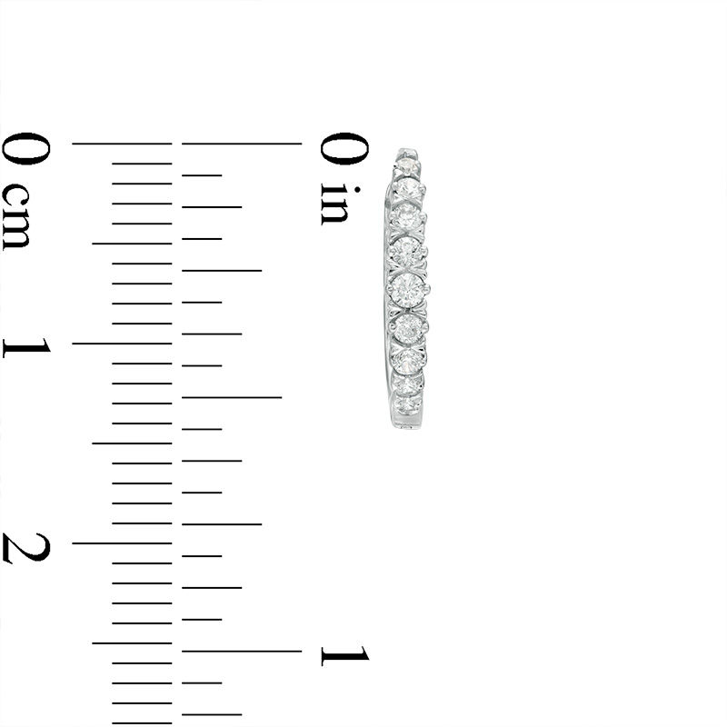 Main Image 2 of 1/4 CT. T.W. Diamond Oval Hoop Earrings in 10K White Gold