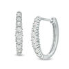 Thumbnail Image 0 of 1/2 CT. T.W. Diamond Oval Hoop Earrings in 10K White Gold