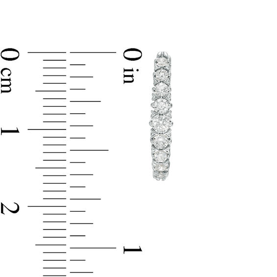1/2 CT. T.w. Diamond Oval Hoop Earrings in 10K White Gold