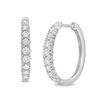 Thumbnail Image 1 of 1 CT. T.W. Diamond Oval Hoop Earrings in 10K White Gold
