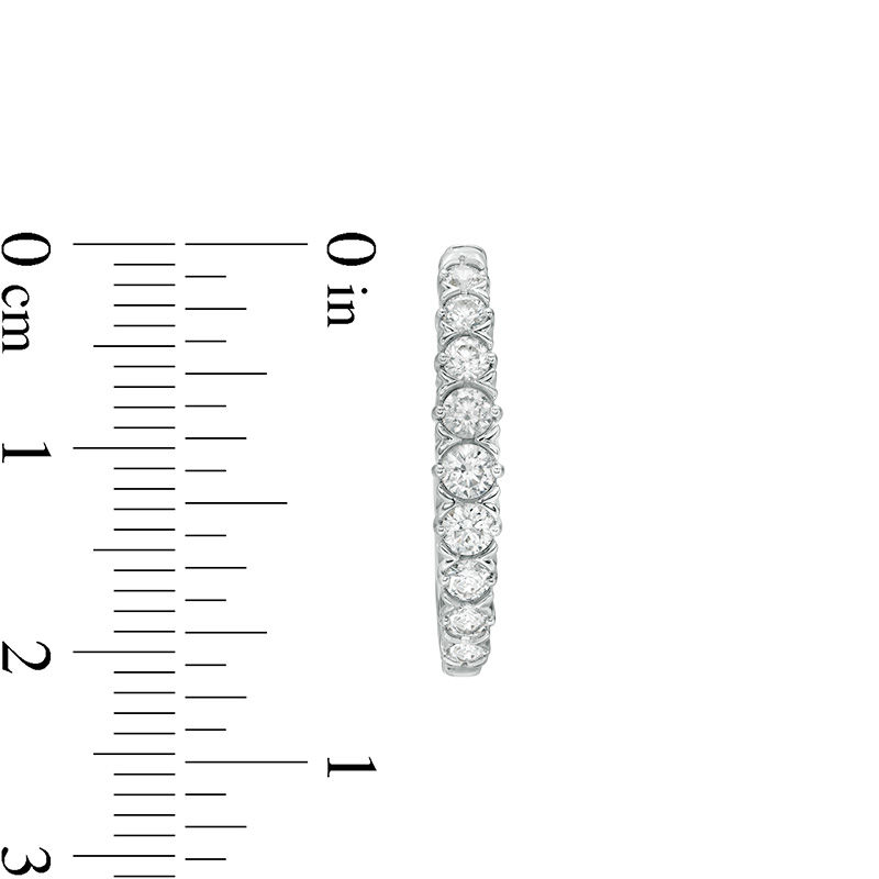 Main Image 2 of 1 CT. T.W. Diamond Oval Hoop Earrings in 10K White Gold