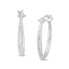 Thumbnail Image 1 of 1/4 CT. T.W. Diamond Double Oval Hoop Earrings in 10K White Gold