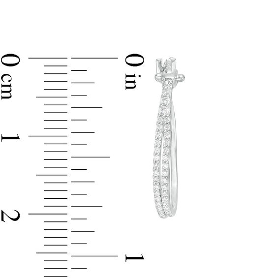 1/4 CT. T.w. Diamond Double Oval Hoop Earrings in 10K White Gold