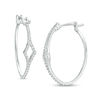 Thumbnail Image 1 of 1/4 CT. T.W. Diamond Open Kite-Shaped Hoop Earrings in 10K White Gold