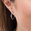 Thumbnail Image 2 of 1/4 CT. T.W. Diamond Open Kite-Shaped Hoop Earrings in 10K White Gold