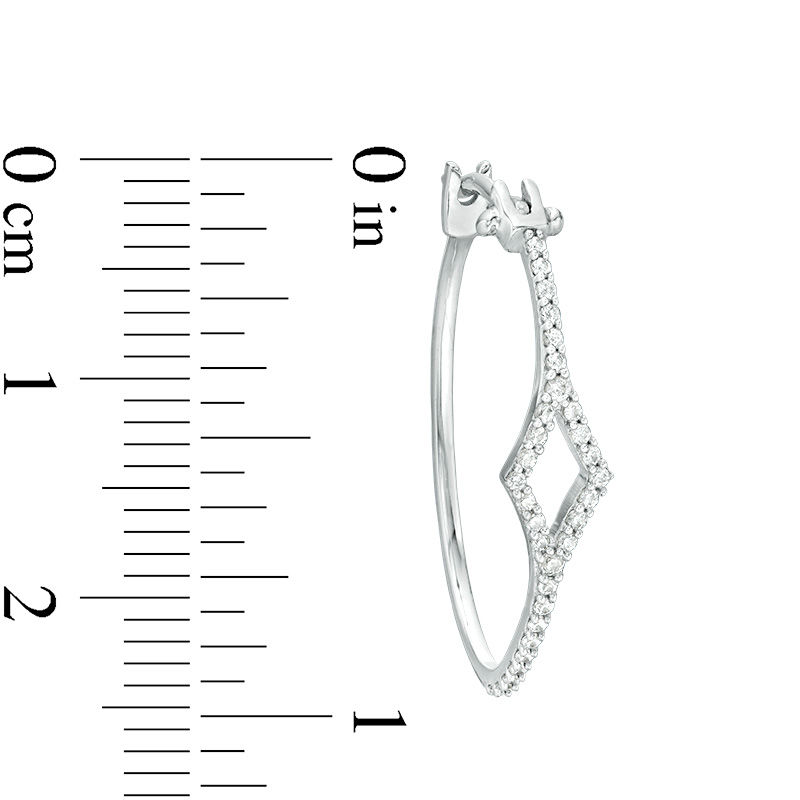Main Image 3 of 1/4 CT. T.W. Diamond Open Kite-Shaped Hoop Earrings in 10K White Gold