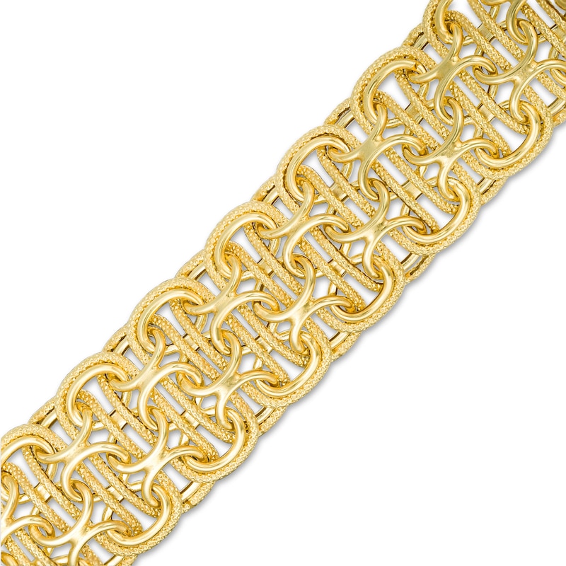 Main Image 1 of Made in Italy 16.5mm Byzantine Chain Bracelet in 14K Gold - 7.5"
