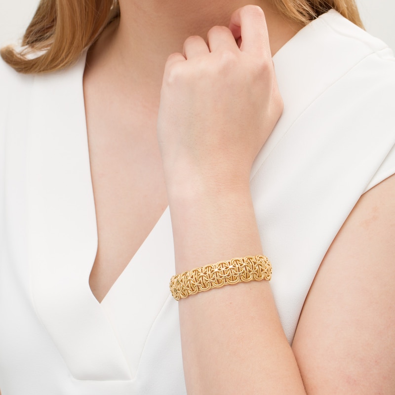 Main Image 2 of Made in Italy 16.5mm Byzantine Chain Bracelet in 14K Gold - 7.5"