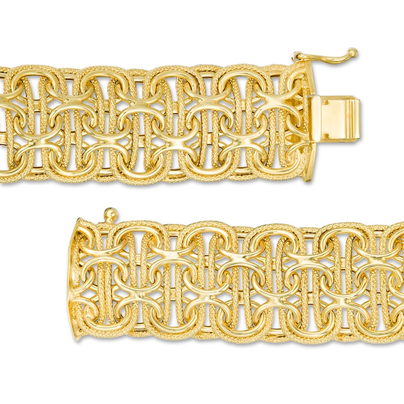 Main Image 3 of Made in Italy 16.5mm Byzantine Chain Bracelet in 14K Gold - 7.5"