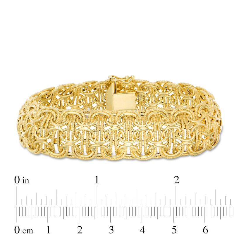 Main Image 4 of Made in Italy 16.5mm Byzantine Chain Bracelet in 14K Gold - 7.5"
