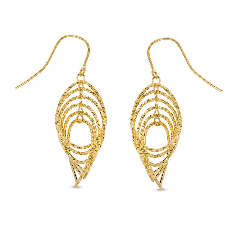 Main Image 1 of Made in Italy Diamond-Cut Cascading Marquise Drop Earrings in 14K Gold