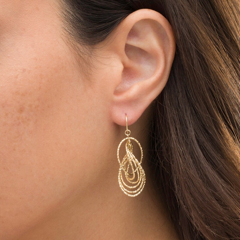 Main Image 2 of Made in Italy Diamond-Cut Cascading Marquise Drop Earrings in 14K Gold