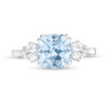 Thumbnail Image 4 of 8.0mm Cushion-Cut Lab-Created Blue Spinel and White Sapphire Three Stone Ring in Sterling Silver
