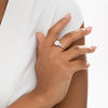 Thumbnail Image 2 of 8.0mm Cushion-Cut Lab-Created Opal and White Sapphire Three Stone Ring in Sterling Silver