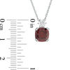 Thumbnail Image 3 of 8.0mm Cushion-Cut Garnet and Lab-Created White Sapphire Pendant in Sterling Silver
