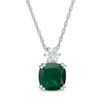 Thumbnail Image 1 of 8.0mm Cushion-Cut Green Quartz Doublet and Lab-Created White Sapphire Pendant in Sterling Silver