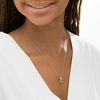 Thumbnail Image 2 of 8.0mm Cushion-Cut Peridot and Lab-Created White Sapphire Pendant in Sterling Silver