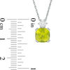 Thumbnail Image 3 of 8.0mm Cushion-Cut Peridot and Lab-Created White Sapphire Pendant in Sterling Silver