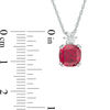 Thumbnail Image 3 of 8.0mm Cushion-Cut Lab-Created Ruby and White Sapphire Pendant in Sterling Silver