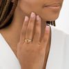 Thumbnail Image 1 of 8.0mm Cushion-Cut Citrine and 4.0mm Lab-Created White Sapphire Three Stone Ring in Sterling Silver