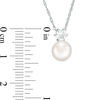 7.5-8.0mm Button Cultured Freshwater Pearl and Lab-Created White Sapphire Pendant in Sterling Silver