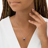 Thumbnail Image 1 of 8.0mm Cushion-Cut Lab-Created Blue and White Sapphire Pendant in Sterling Silver