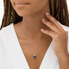 Thumbnail Image 2 of 8.0mm Cushion-Cut Lab-Created Blue and White Sapphire Pendant in Sterling Silver