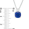 Thumbnail Image 3 of 8.0mm Cushion-Cut Lab-Created Blue and White Sapphire Pendant in Sterling Silver