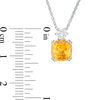 Thumbnail Image 2 of 8.0mm Cushion-Cut Citrine and Lab-Created White Sapphire Pendant in Sterling Silver