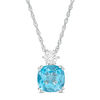 Thumbnail Image 0 of 8.0mm Cushion-Cut Swiss Blue Topaz and Lab-Created White Sapphire Pendant in Sterling Silver