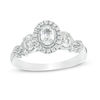 Thumbnail Image 1 of 1 CT. T.W. Oval Diamond Past Present Future® Frame Vintage-Style Engagement Ring in 14K White Gold - Size 7
