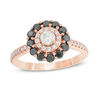 Thumbnail Image 1 of 1 CT. T.W. Enhanced Black and White Diamond Double Frame Engagement Ring in 10K Rose Gold - Size 7