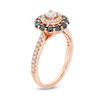 Thumbnail Image 3 of 1 CT. T.W. Enhanced Black and White Diamond Double Frame Engagement Ring in 10K Rose Gold - Size 7