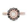 Thumbnail Image 4 of 1 CT. T.W. Enhanced Black and White Diamond Double Frame Engagement Ring in 10K Rose Gold - Size 7