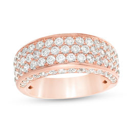 2 CT. T.W. Diamond Multi-Row Band in 14K Rose Gold - Size 7