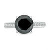 Thumbnail Image 3 of 3-3/8 CT. T.W. Enhanced Black and White Diamond Engagement Ring in 14K White Gold - Size 7