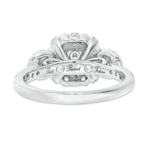1-1/2 CT. T.w. Princess-Cut Diamond Past Present Future® Double Frame Bridal Set in 10K White Gold