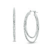 Thumbnail Image 1 of 30.0mm Diamond-Cut Double Hoop Earrings in 10K White Gold