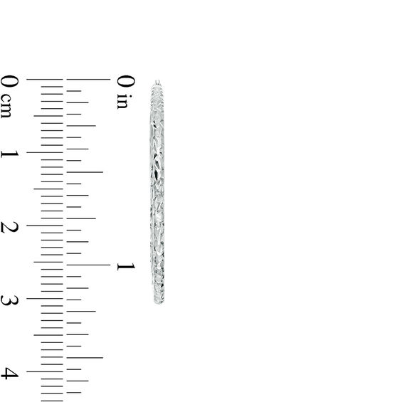 30.0mm Diamond-Cut Double Hoop Earrings in 10K White Gold