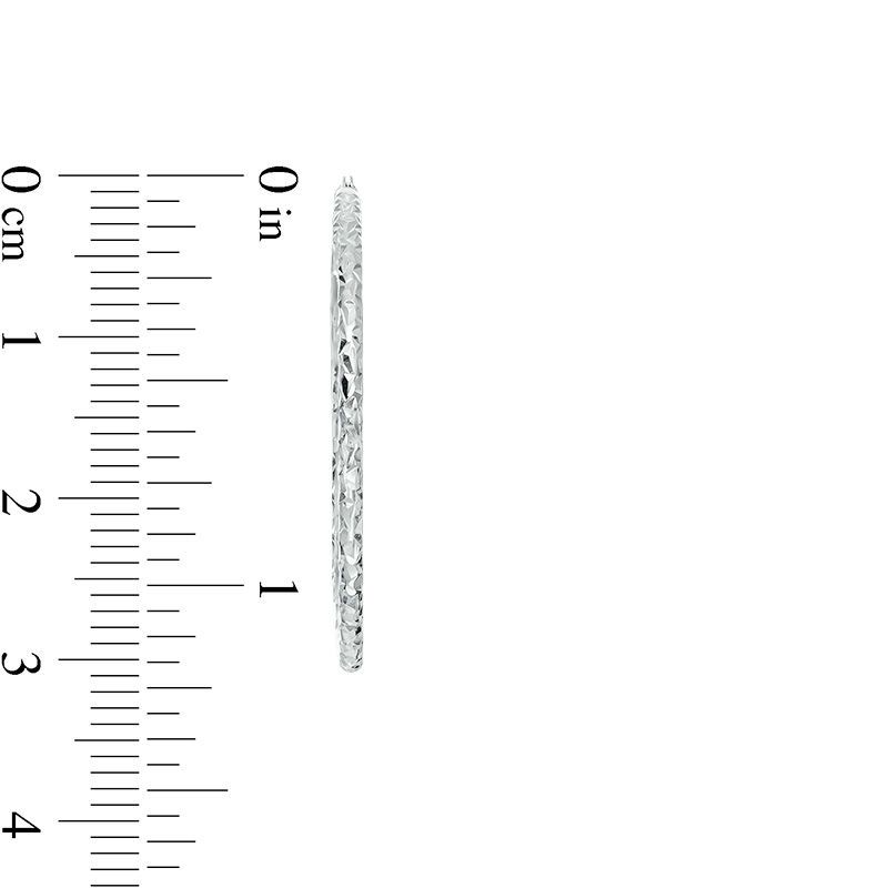 Main Image 3 of 30.0mm Diamond-Cut Double Hoop Earrings in 10K White Gold