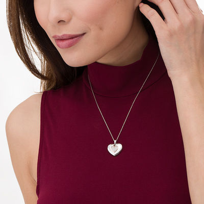 Composite Diamond Accent Heart Locket 