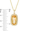Thumbnail Image 4 of Elongated Cushion-Cut Citrine and 1/5 CT. T.W. Diamond Frame Vintage-Style Drop Pendant in 10K Gold