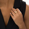 Thumbnail Image 2 of Elongated Oval Citrine and 1/6 CT. T.W. Diamond Frame Ring in 10K Gold