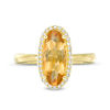 Thumbnail Image 4 of Elongated Oval Citrine and 1/6 CT. T.W. Diamond Frame Ring in 10K Gold