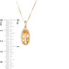 Thumbnail Image 3 of Elongated Oval Citrine and 1/6 CT. T.W. Diamond Frame Drop Pendant in 10K Gold