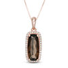 Thumbnail Image 1 of Elongated Cushion-Cut Smoky Quartz and 1/6 CT. T.W. Diamond Frame Drop Pendant in 10K Rose Gold
