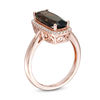 Thumbnail Image 3 of Elongated Cushion-Cut Smoky Quartz and 1/6 CT. T.W. Diamond Frame Ring in 10K Rose Gold