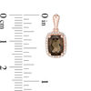 Thumbnail Image 3 of Cushion-Cut Smoky Quartz and 1/6 CT. T.W. Diamond Frame Drop Earrings in 10K Rose Gold